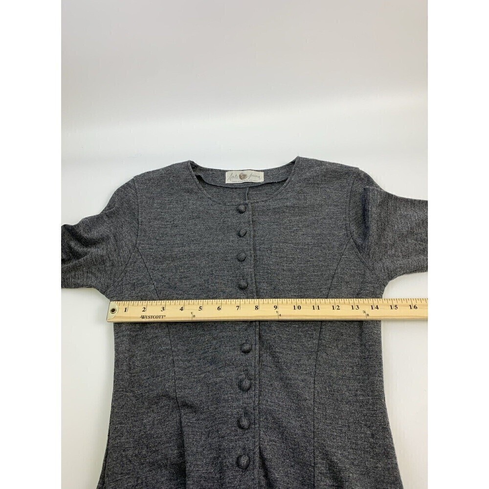 BOGO Anteprima Long Sleeve Flare Midi Dress Gray Wool Blend Buttons Womens Small - Picture 12 of 14